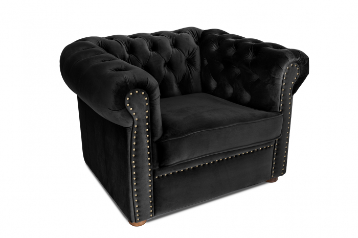 Fotoliu Chesterfield, negru, 94x80x86 cm [2]