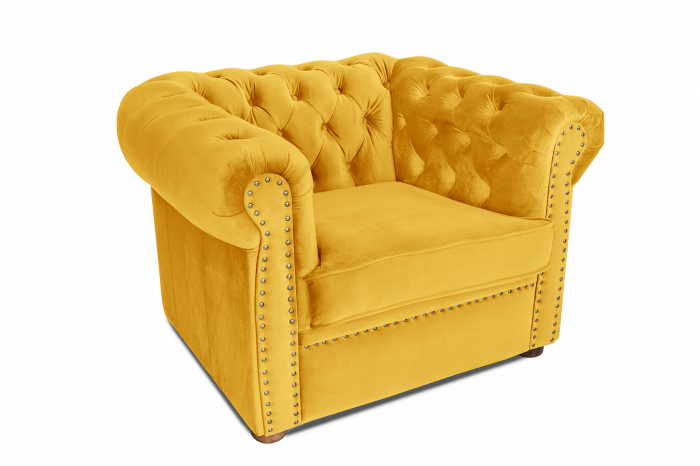 Fotoliu Chesterfield, Galben, 94x80x86 cm [2]