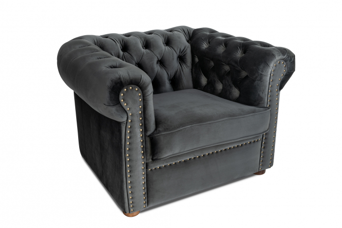 Fotoliu Chesterfield, gri inchis, 94x80x86 cm [2]