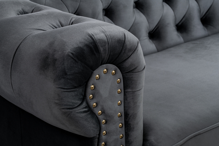 Fotoliu Chesterfield, gri inchis, 94x80x86 cm [10]