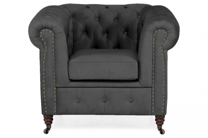 Fotoliu Chesterfield, Gri, 94x80x86 cm [2]