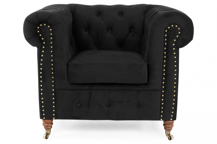 Fotoliu Chesterfield, Negru, 94x80x86 cm [2]