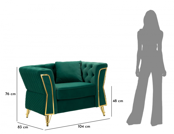 Fotoliu, EMY, verde, perna inclusa 104x83x76 cm [13]