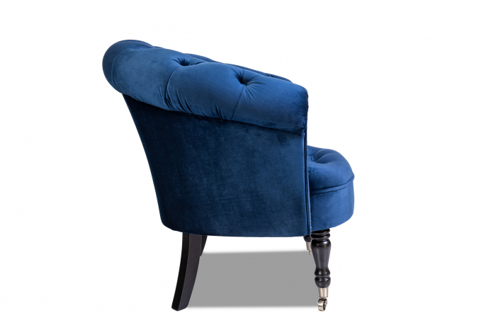 Fotoliu Filip chesterfield, albastru, spuma/catifea/lemn, 87x78x83 cm [3]