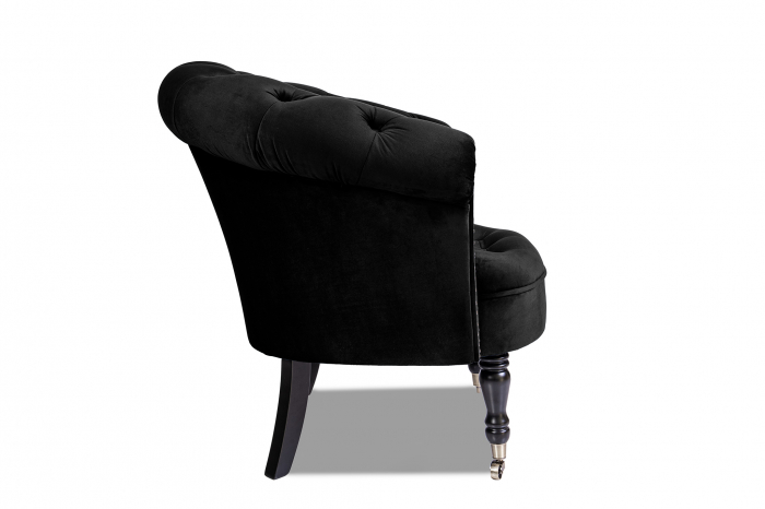 Fotoliu Filip chesterfield, negru, spuma/catifea/lemn, 87x78x83 cm [2]