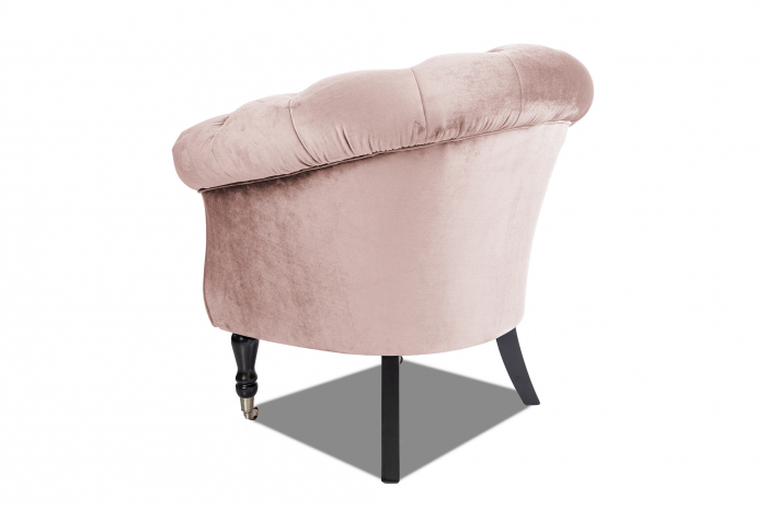 Fotoliu Filip chesterfield, roz deschis, spuma/catifea/lemn, 87x78x83 cm [3]