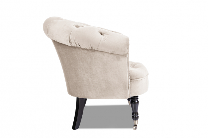 Fotoliu Filip chesterfield, bej, spuma/stofa/lemn, 87x78x83 cm [2]