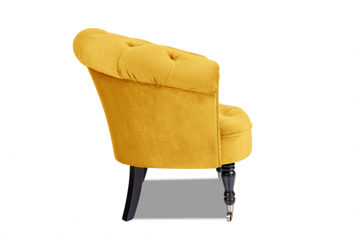 Fotoliu Filip chesterfield, galben, spuma/catifea/lemn, 87x78x83 cm [2]