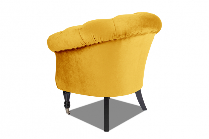 Fotoliu Filip chesterfield, galben, spuma/catifea/lemn, 87x78x83 cm [3]