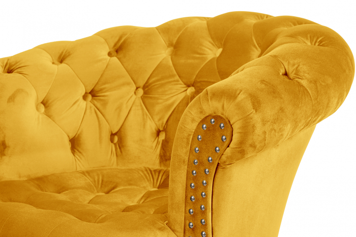 Fotoliu Filip chesterfield, galben, spuma/catifea/lemn, 87x78x83 cm [6]