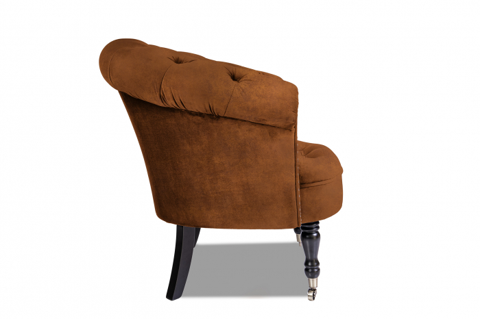 Fotoliu Filip chesterfield, maro coniac, spuma/catifea/lemn, 87x78x83 cm [2]