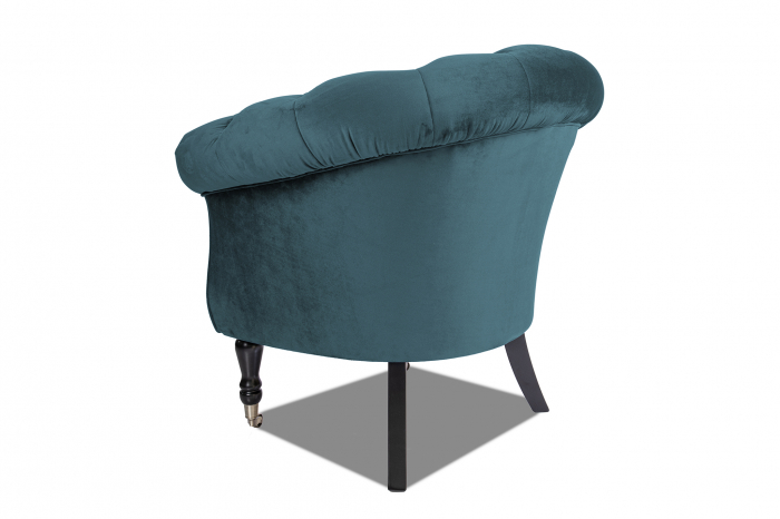 Fotoliu Filip chesterfield, albastru-verzui, spuma/catifea/lemn, 87x78x83 cm [3]