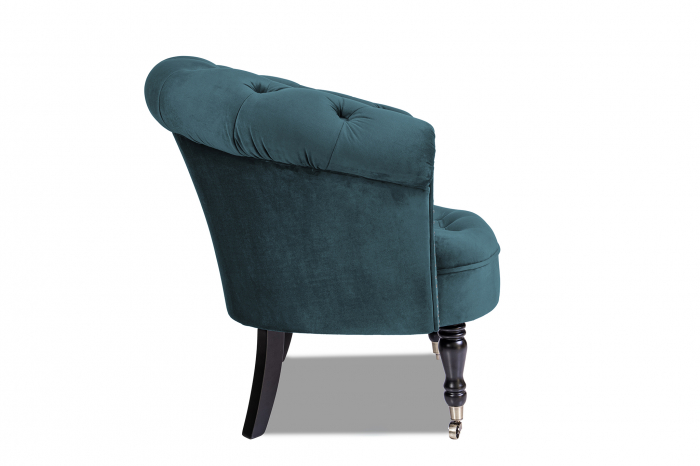Fotoliu Filip chesterfield, albastru-verzui, spuma/catifea/lemn, 87x78x83 cm [2]