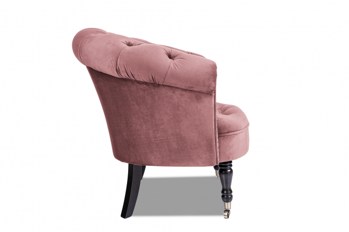 Fotoliu Filip chesterfield, roz inchis, spuma/catifea/lemn, 87x78x83 cm [2]