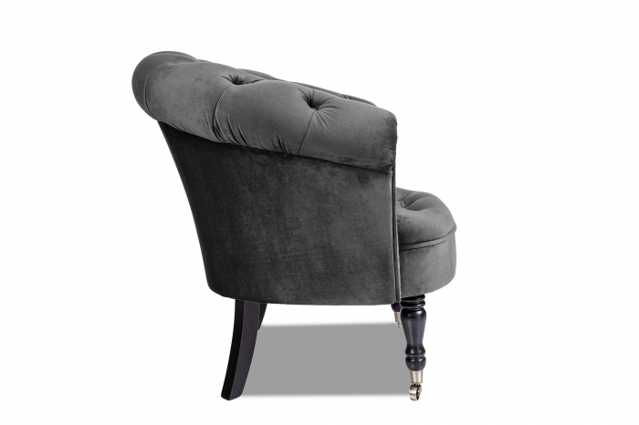Fotoliu Filip chesterfield, gri inchis, spuma/catifea/lemn, 87x78x83 cm [2]