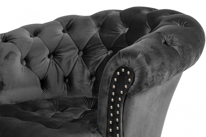 Fotoliu Filip chesterfield, gri inchis, spuma/catifea/lemn, 87x78x83 cm [6]
