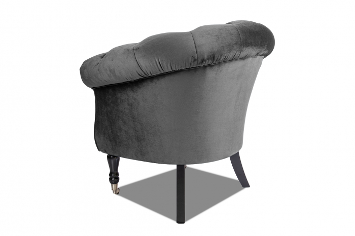 Fotoliu Filip chesterfield, gri inchis, spuma/catifea/lemn, 87x78x83 cm [3]