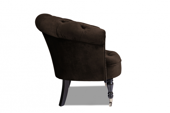 Fotoliu Filip chesterfield, maro vintage, spuma/catifea/lemn, 87x78x83 cm [2]