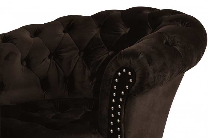 Fotoliu Filip chesterfield, maro vintage, spuma/catifea/lemn, 87x78x83 cm [6]