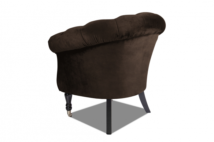 Fotoliu Filip chesterfield, maro vintage, spuma/catifea/lemn, 87x78x83 cm [3]
