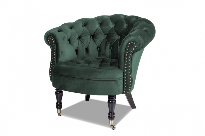 Fotoliu Filip chesterfield, verde, spuma/catifea/lemn, 87x78x83 cm [4]