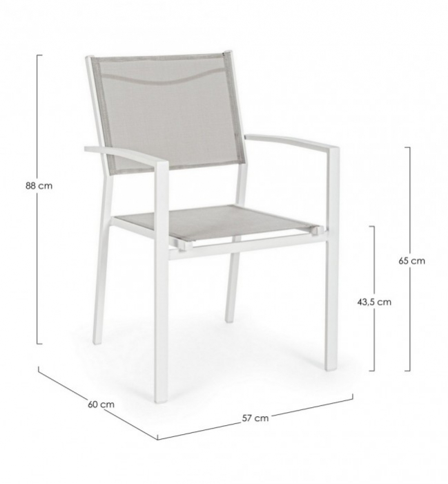 Fotoliu Hilde, Aluminiu, Alb, 57x60x88 cm [2]