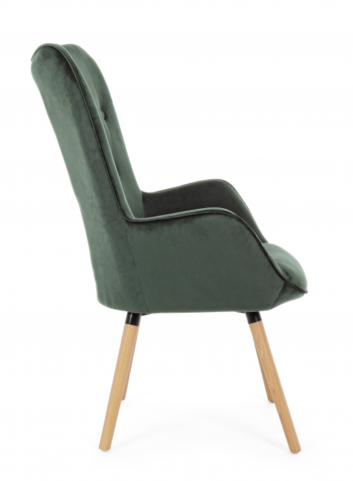 Fotoliu Juliet, Lemn/Poliester, Verde inchis, 68x76x105 cm [3]