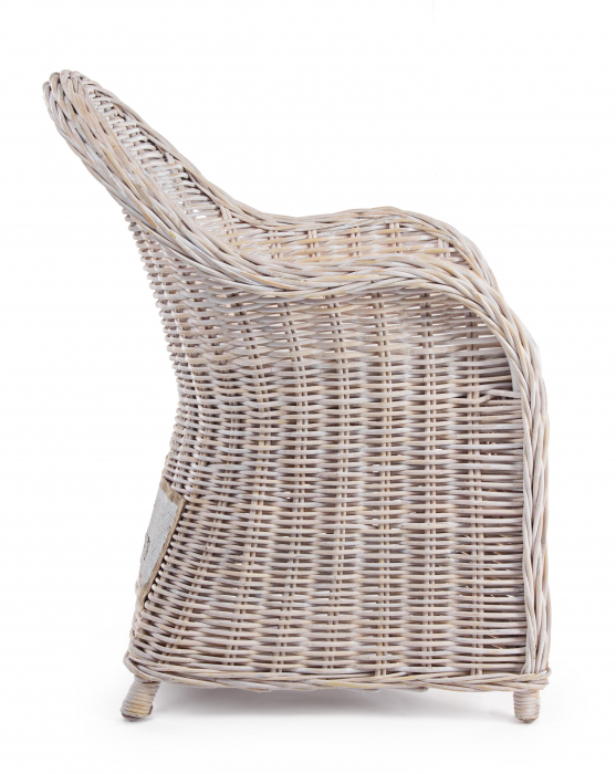 Fotoliu Martin, Lemn de rattan/Bumbac, Crem/Alb, 60x67x90 cm [3]