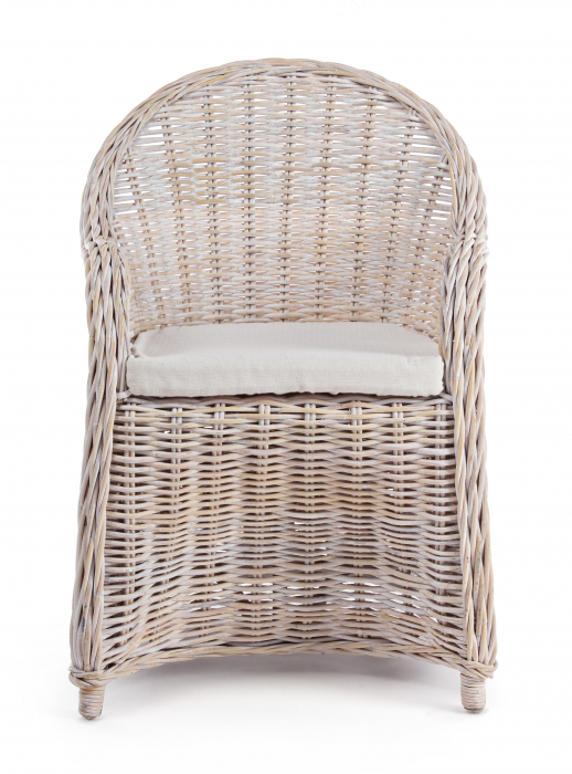 Fotoliu Martin, Lemn de rattan/Bumbac, Crem/Alb, 60x67x90 cm [2]