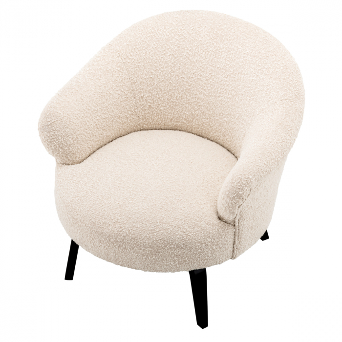 Fotoliu, Moretti bouclé crem, Dims: W. 68 | D. 74 | H. 68.5 | SD. 52 | SH. 41 | AH. 55  (CM) [3]