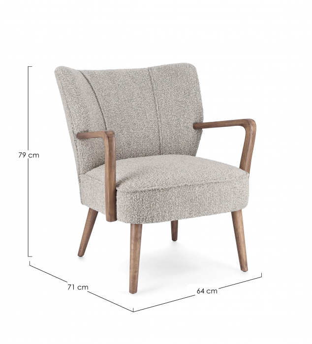 Fotoliu MORITZ, Lemn/Poliester, Gri/Maro, 66.5x73.5x81.5h cm [4]