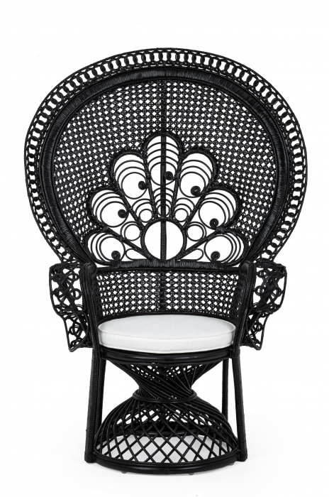 Fotoliu Peacock, Lemn/Poliester, Negru, 106x71x148 cm [2]