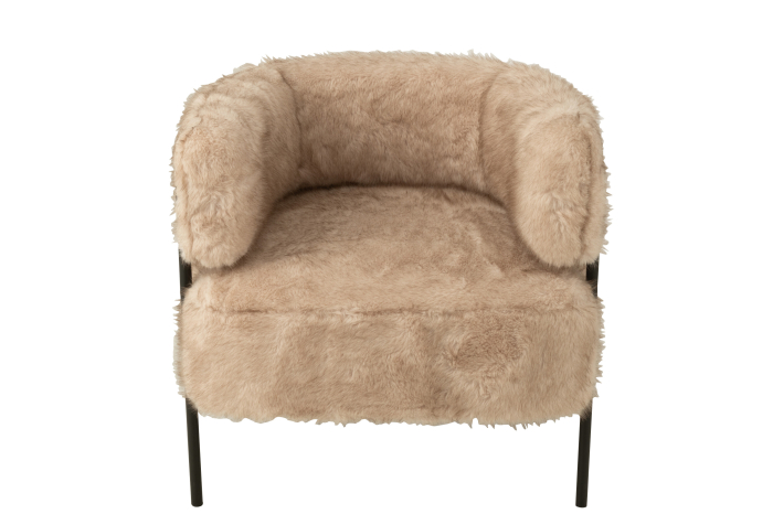 Fotoliu, picioare metalice, lemn, taupe [3]