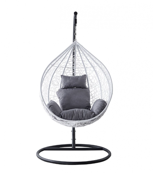 Fotoliu suspendat Style, metal, alb/negru, 104x193x104 cm [4]