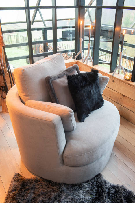 Fotoliu Swivel, Lemn/Textil, Gri, 98x107x88 cm [9]