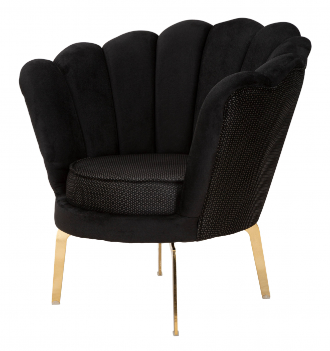 Fotoliu Vienna, Lemn/Fier/Stofa, Negru/Auriu, 78x83x76 cm [9]