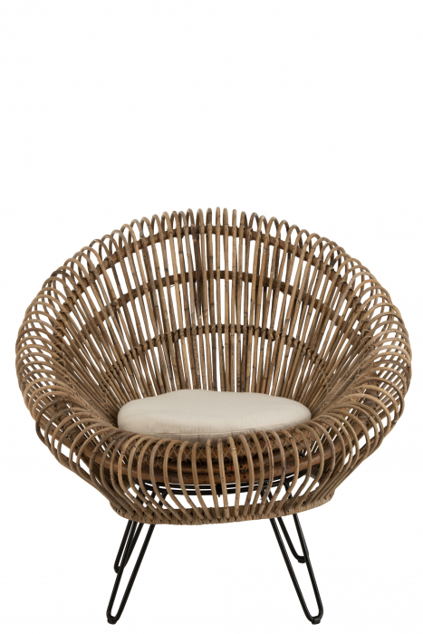 Fotoliu Vivi cu perna, Ratan/Bambus, Natural, 104x82.5x96.5 cm [2]