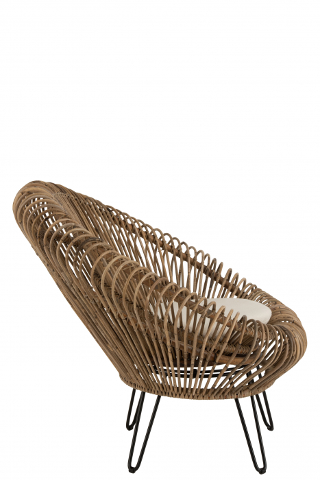 Fotoliu Vivi cu perna, Ratan/Bambus, Natural, 104x82.5x96.5 cm [3]