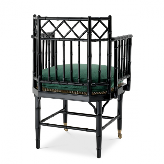 Fotoliu, Xavier finisaj negru, inclusiv perna, verde, Dims: W. 57.5 | D. 52 | H. 84.5 | SD. 50 | SH. 47 | AH. 71.5  (CM) [5]