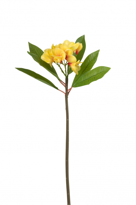 Floare artificiala Frangipani, Plastic, Galben, 73x19x19 cm