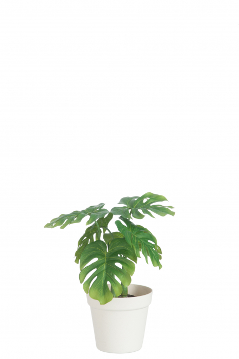 Frunza artificiala in ghiveci, Plastic, Verde, 15x15x27 cm