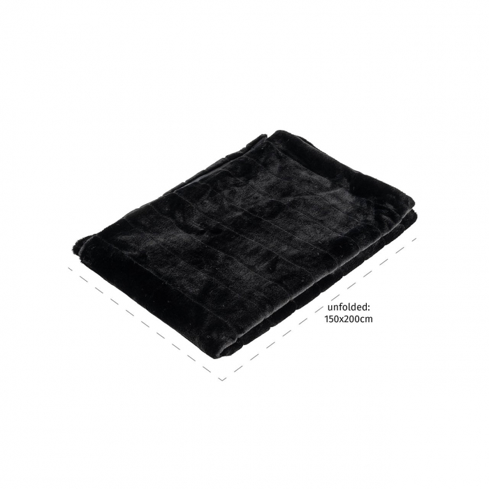 Pătură cu blană Katie (Negru), Dims: 1.0 x 200.0 x 150.0 cm [4]