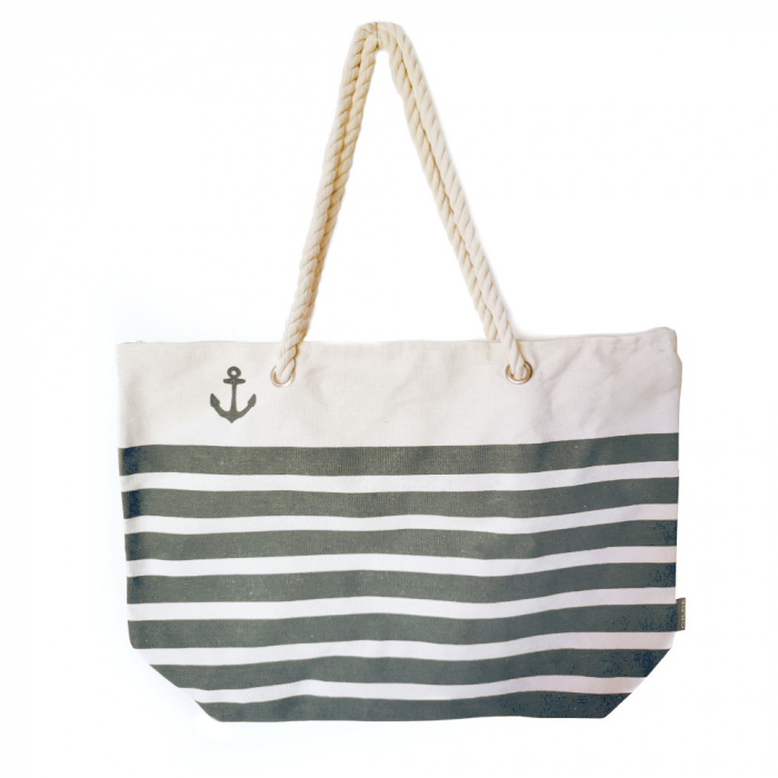 Geanta de vara STRIPES, gri bej, 49x36x14 cm