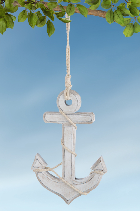 Ghirlanda anchor Marina, MDF, alb, 12.5x29x1.5 cm