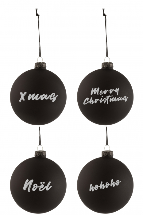 Set 4 globulete, Sticla, Negru, 10x10x10cm [2]