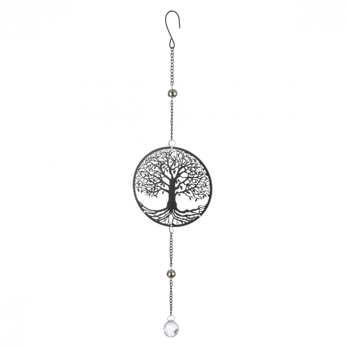 Ghirlandă, rotundă, Tree of Life, motiv Arborele vieții, Metal, negru, PU 8, L. 3 cm, L. 15 cm, H. 58 cm [3]