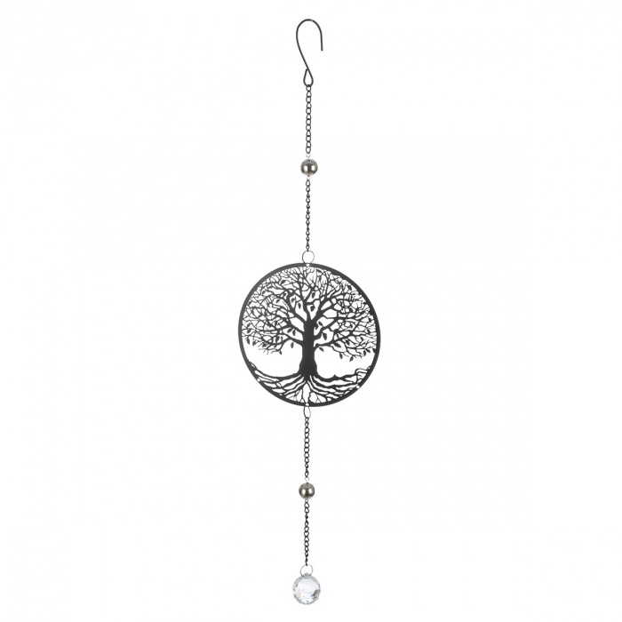 Ghirlandă, rotundă, Tree of Life, motiv Arborele vieții, Metal, negru, PU 8, L. 3 cm, L. 15 cm, H. 58 cm [1]