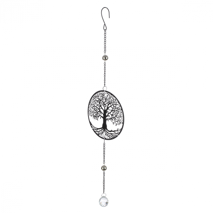 Ghirlandă, rotundă, Tree of Life, motiv Arborele vieții, Metal, negru, PU 8, L. 3 cm, L. 15 cm, H. 58 cm [2]