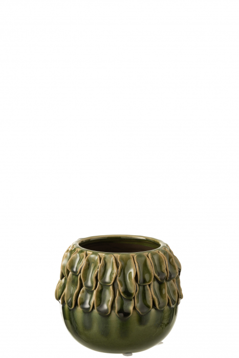 Ghiveci, Ceramica, Verde, 11x11x11 cm