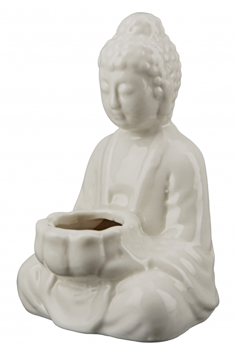 Ghiveci Buddha, Portelan, Alb, 7x11x7x cm [4]